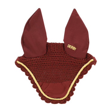 Vliegennet pony Derby katoen Bordeaux / goud / bordeaux