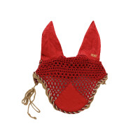 Bonnet anti-mouches poney Derby coton Rouge foncé / multicouleur / beige Bonnet anti-mouches poney Derby coton Rouge foncé / multicouleur / beige