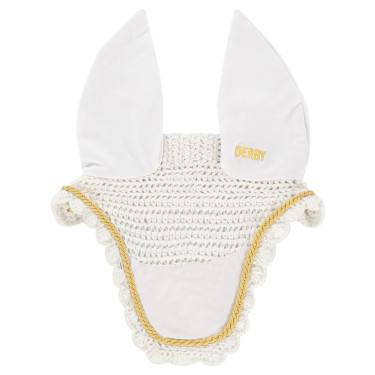 Bonnet pour chevaux Derby en coton Blanc / or / blanc