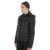 Doudoune femme coupe slim à capuche amovible Equestro Noir Doudoune femme coupe slim à capuche amovible Equestro Noir
