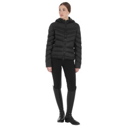 Damesdonsjas slim fit met afneembare capuchon Equestro Zwart