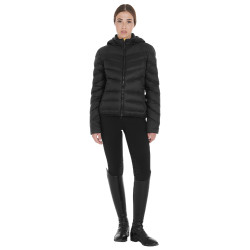 Doudoune femme coupe slim à capuche amovible Equestro Noir Doudoune femme coupe slim à capuche amovible Equestro Noir