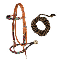 Ensemble filet rênes en crins perle bordeaux Pool's Ensemble filet rênes en crins perle bordeaux Pool's