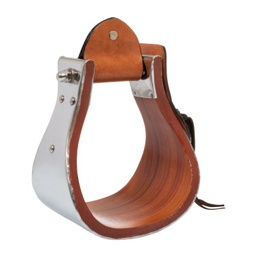 Étriers en métal et bois avec inserts en cuir travaillé à la main Pool's Étriers en métal et bois avec inserts en cuir travaillé à la main Pool's