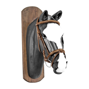 Derby hoofdstel met gouden pin en rubberen teugels Cognac Bruin