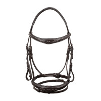 Filet en cuir souple cousu Equestro Marron foncé