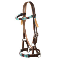 Fillet sans mors avec têtière décoré en perles colorées Pool's Marron foncé