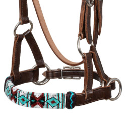 Bitloos hoofdstel met kopstuk versierd met gekleurde kralen Pool's Donkerbruin