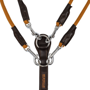 Koppel van kalfsleer en nylon Acavallo Donkerbruin