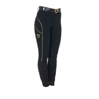 Slim fit damesrijbroek kniestukken grip Equestro Zwart