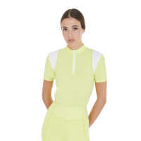 Polo d'entraînement femme coupe slim avec empiècements en mesh Equestro Citron Jaune
