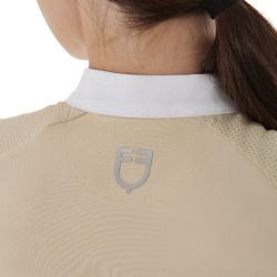 Wedstrijdpolo voor dames, slim fit, met contrasterende schouderstukken Equestro Beige
