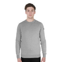 Pull col rond Equestro homme en laine mérinos Gris