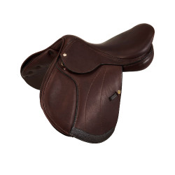 Selle de saut Firenze arbre en bois cuir double Acavallo Marron foncé