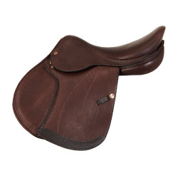 Selle de saut Firenze arbre en bois cuir double Acavallo Marron foncé