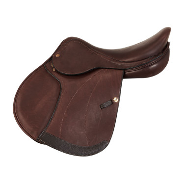 Selle de saut Firenze arbre en bois cuir double Acavallo Marron foncé