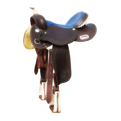 Selle Pool's 5020 met ruwe blauwe leren zitting voor barrel. Selle Pool's 5020 met ruwe blauwe leren zitting voor barrel.