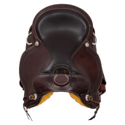 Selle western garnitures en acier inoxydable cuir grainé et estampage serpent 2817 Denver Huile foncé Marron Selle western garnitures en acier inoxydable cuir grainé et estampage serpent 2817 Denver Huile foncé Marron