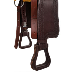Selle western garnitures en acier inoxydable cuir grainé et estampage serpent 2817 Denver Huile foncé Marron Selle western garnitures en acier inoxydable cuir grainé et estampage serpent 2817 Denver Huile foncé Marron