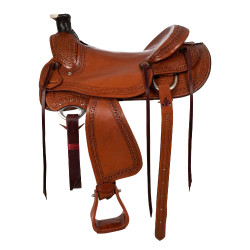 Selle western Wade avec embossage panier McBryan Châtaigne Marron