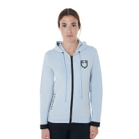 Sweat-shirt femme avec zip frontal en interlock Equestro Bleu ciel Sweat-shirt femme avec zip frontal en interlock Equestro Bleu ciel
