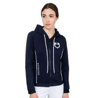 Sweat-shirt femme avec zip frontal en interlock Equestro Bleu ciel Sweat-shirt femme avec zip frontal en interlock Equestro Bleu ciel