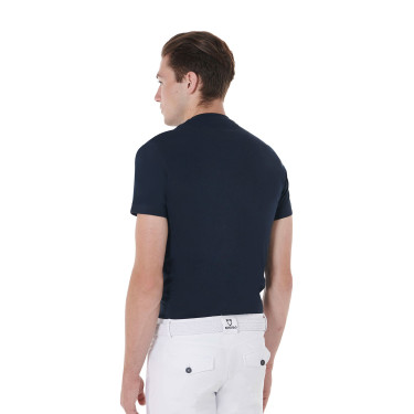 Heren T-shirt van katoen Equestro slim fit met Jump-print Marine Marineblauw
