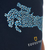 Heren T-shirt van katoen Equestro slim fit met Jump-print Marine Marineblauw
