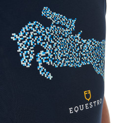 Heren T-shirt van katoen Equestro slim fit met Jump-print Marine Marineblauw