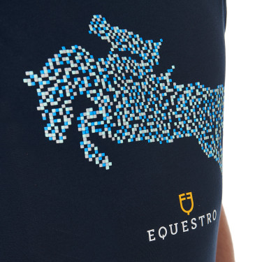 Heren T-shirt van katoen Equestro slim fit met Jump-print Marine Marineblauw