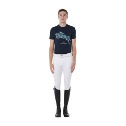 T-shirt en coton Equestro pour homme coupe slim imprimé Jump Marine Bleu marine