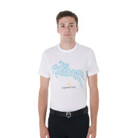 Katoenen T-shirt Equestro voor heren slim fit met Jump-print Wit Katoenen T-shirt Equestro voor heren slim fit met Jump-print Wit
