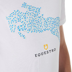Katoenen T-shirt Equestro voor heren slim fit met Jump-print Wit