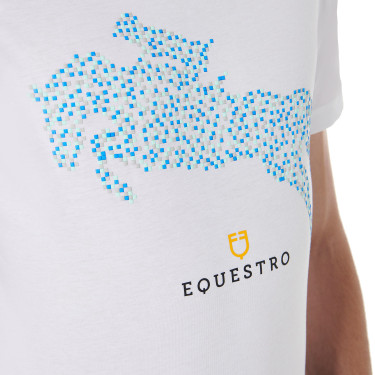 T-shirt en coton Equestro pour homme coupe slim imprimé Jump Blanc