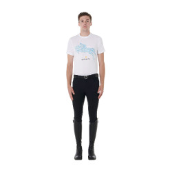 T-shirt en coton Equestro pour homme coupe slim imprimé Jump Blanc