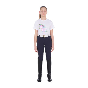Meisjes-T-shirt met paardenprint in interferentie Equestro Wit Meisjes-T-shirt met paardenprint in interferentie Equestro Wit