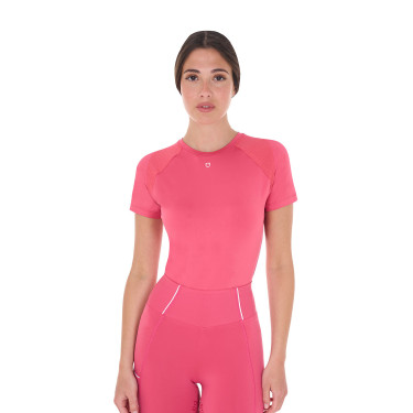 T-shirt technique d'entrainement femme coupe slim Equestro Chèvrefeuille Rose