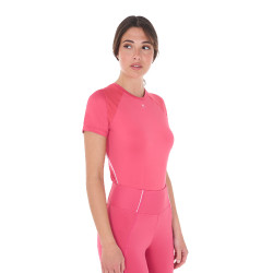 Dames slim fit trainingsshirt techniek Equestro Kamperfoelie Roze