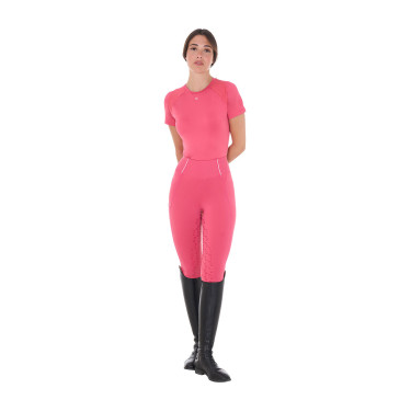 Dames slim fit trainingsshirt techniek Equestro Kamperfoelie Roze