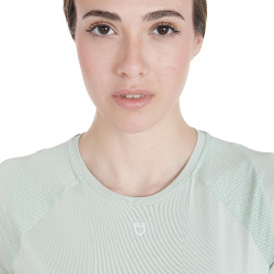 T-shirt technique d'entrainement femme coupe slim Equestro Vert clair
