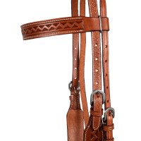 Western hoofdstel met randstempeling McBryan Kastanje Bruin Western hoofdstel met randstempeling McBryan Kastanje Bruin