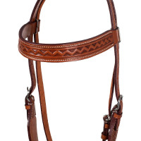 Western hoofdstel met randstempeling McBryan Kastanje Bruin Western hoofdstel met randstempeling McBryan Kastanje Bruin