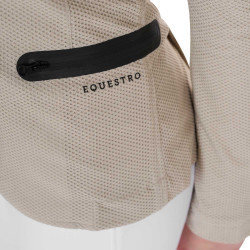 Wedstrijdjas drie knopen meisjes in mesh Equestro Oxfordbruin Roze