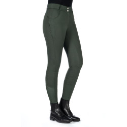 Pantalon HKM Ari taille moyenne fond 1/1 en silicone Vert olive