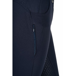 Pantalon HKM Ari taille moyenne fond 1/1 en silicone Bleu foncé
