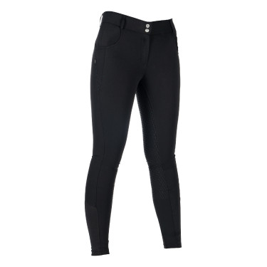 Pantalon HKM Ari taille moyenne fond 1/1 en silicone Noir