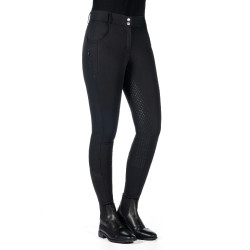 Pantalon HKM Ari taille moyenne fond 1/1 en silicone Noir
