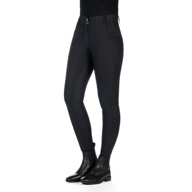 Pantalon HKM Ari taille moyenne fond 1/1 en silicone Noir
