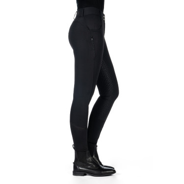 Pantalon HKM Ari taille moyenne fond 1/1 en silicone Noir