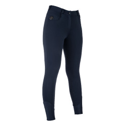 Verwarmde broek HKM Comfort Style 1/1 met siliconen Donkerblauw